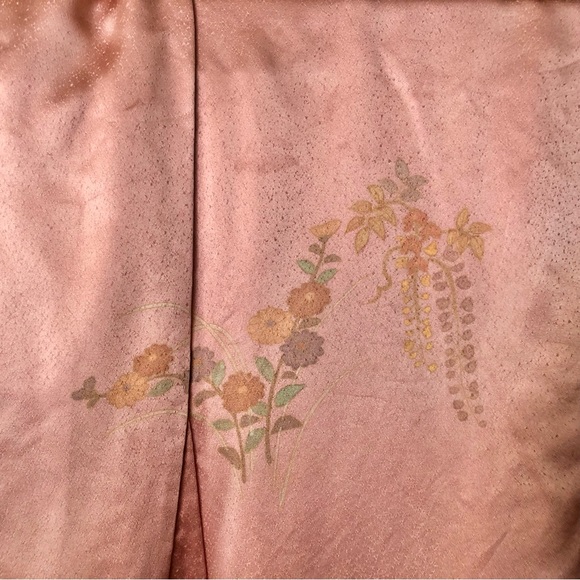 Vintage Pink Floral Japanese Silk Kimono Robe - Picture 6 of 13